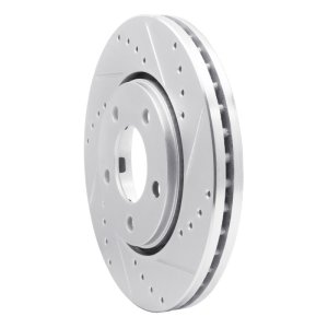Chrysler Voyager Brake Rotor (1) - Front Right - R1 Concepts - Drilled & Slotted - Silver - `01-`07
